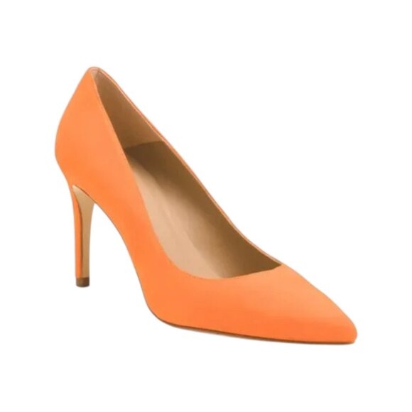 LK BENNETT Orange Made In Spain Suede Floret Pointy Toe Court Pumps - Picture 1 of 3